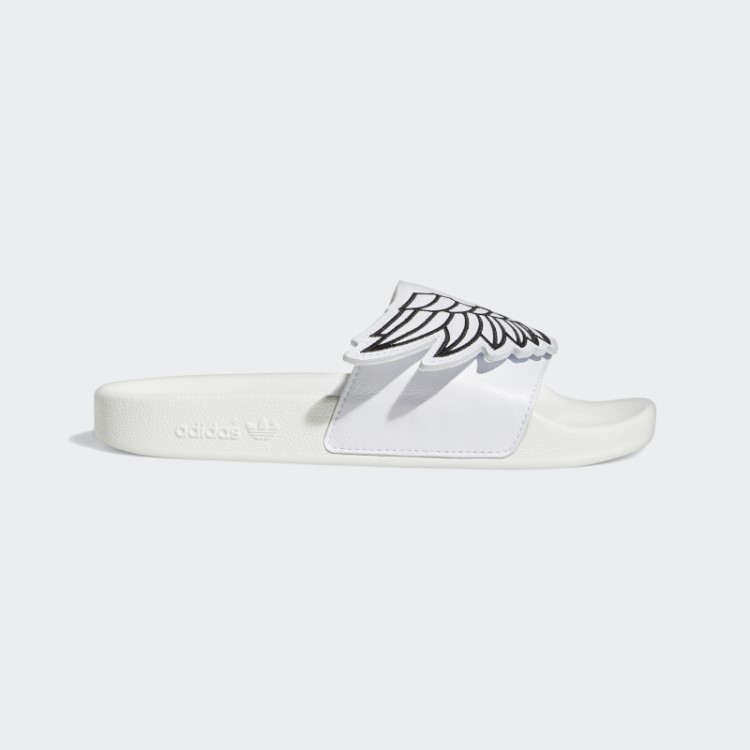 Slides De Asas De Adilette De Monograma Branco Adidas Jeremy Scott