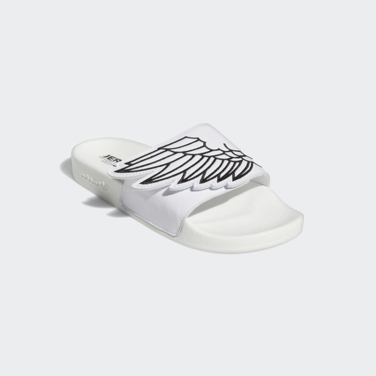 Slides De Asas De Adilette De Monograma Branco Adidas Jeremy Scott