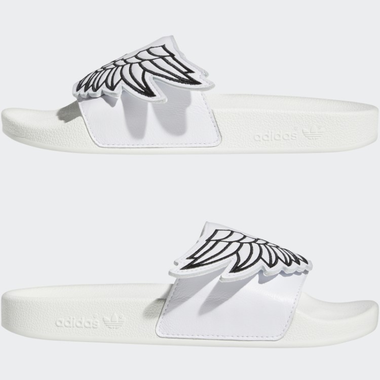 Slides De Asas De Adilette De Monograma Branco Adidas Jeremy Scott