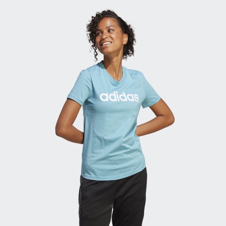 Essentials Camiseta Slim Com Logo Azul Adidas