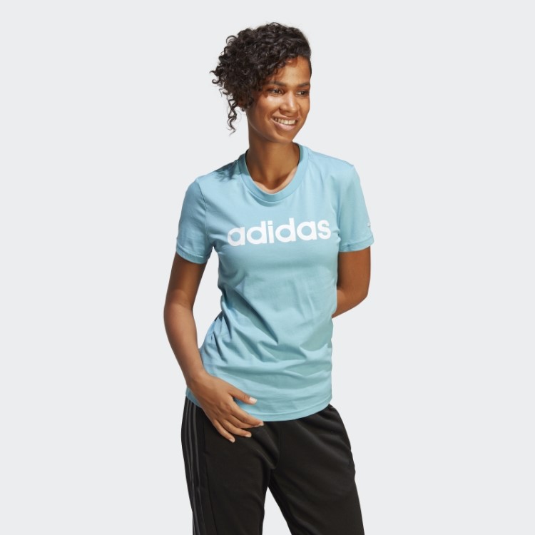 Essentials Camiseta Slim Com Logo Azul Adidas