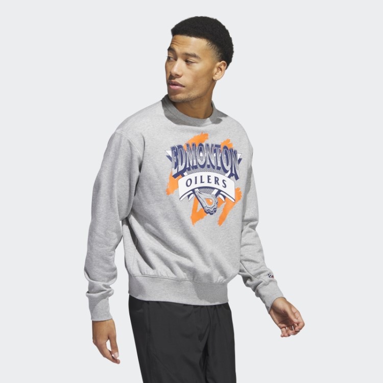 Adidas Oilers Moletom Vintage Crew Cinza Médio