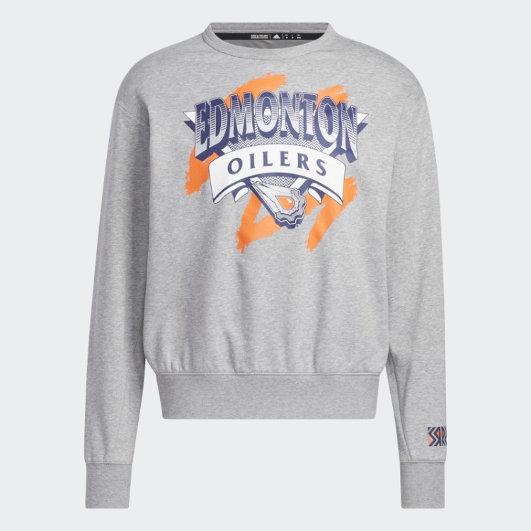 Adidas Oilers Moletom Vintage Crew Cinza Médio