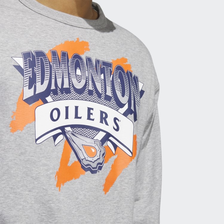 Adidas Oilers Moletom Vintage Crew Cinza Médio