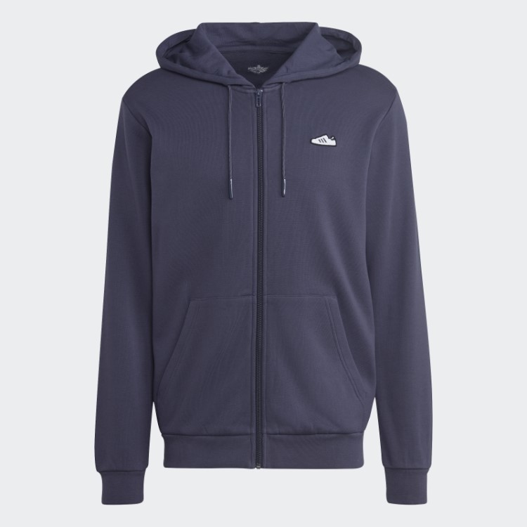 Adidas Moletom Azul Marinho Com Zíper Bordado