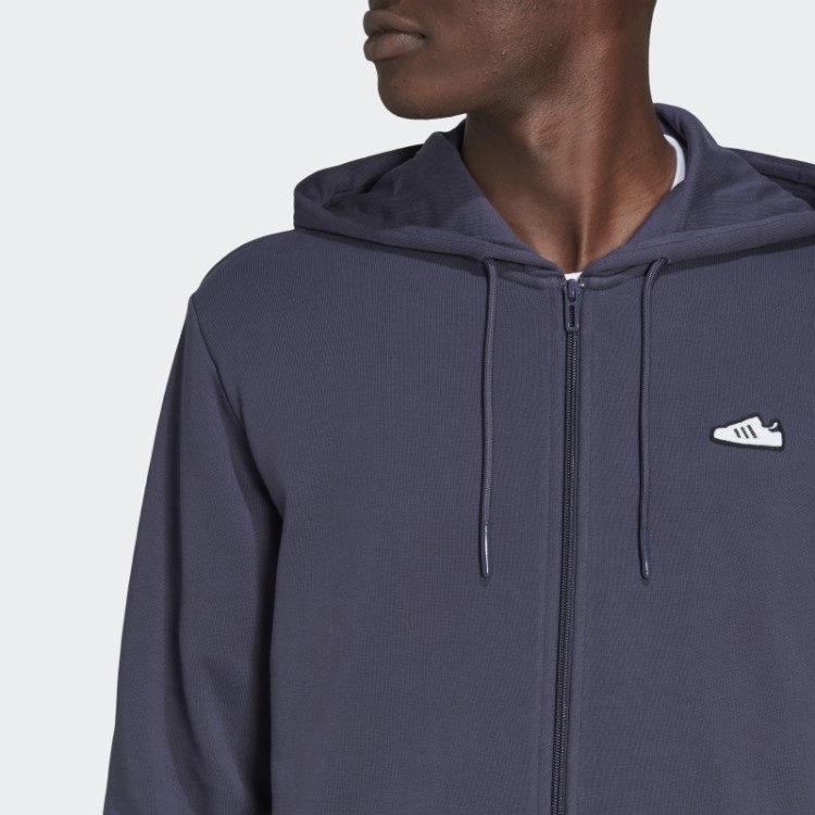 Adidas Moletom Azul Marinho Com Zíper Bordado