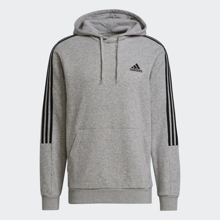 Moletom Com As Três Listras Com Corte De Lã Essencial Adidas Cinza Médio