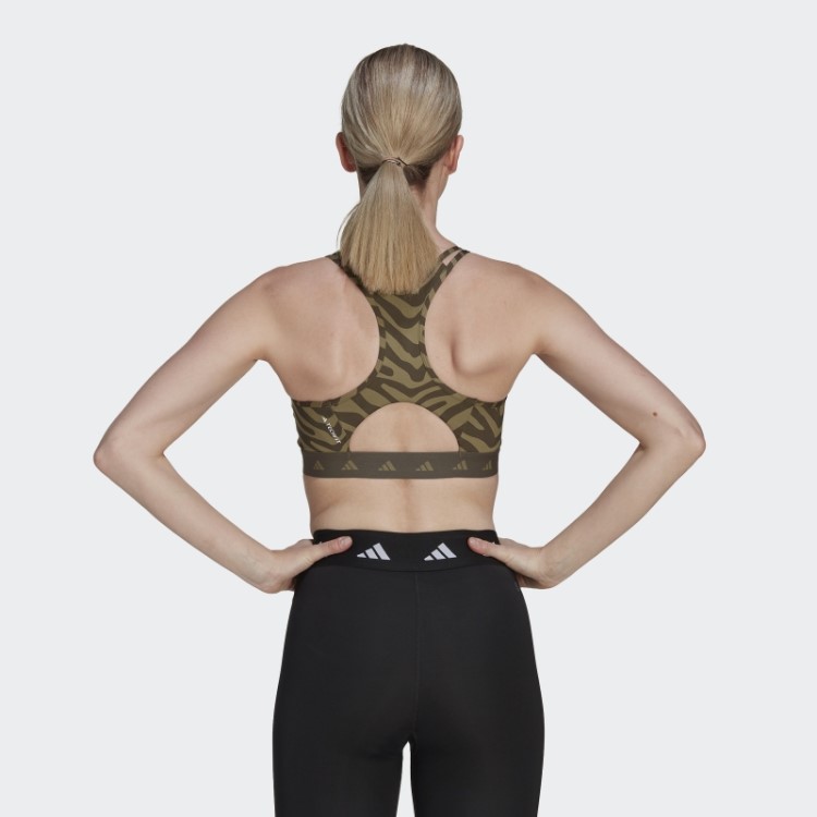 Sutiã Zebra Adidas Hyperglam Techfit De Suporte Médio Verde órbita