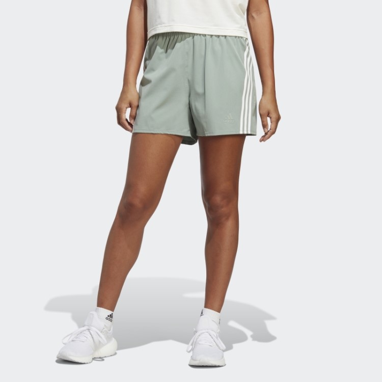 Bermuda Com As Três Listras Verde Prateada Trainicons Adidas
