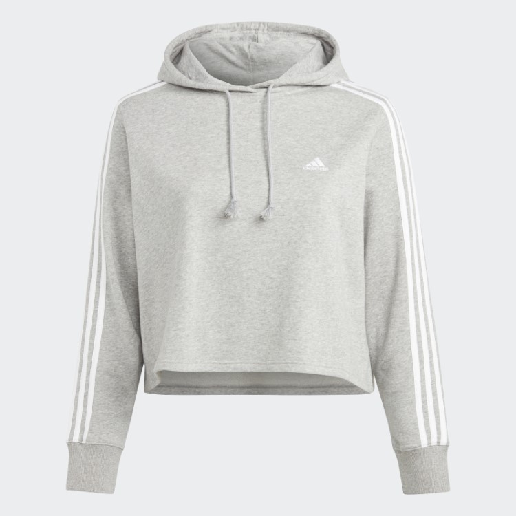 Essentials Moletom French Terry Cropped Com As Três Listras (tamanho Grande) Adidas Cinza Médio