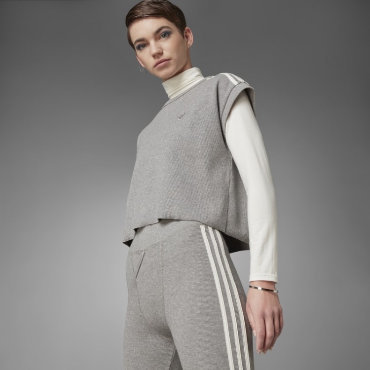 Versão Azul Meia-calça Waffle Cintura Alta Core Heather Adidas