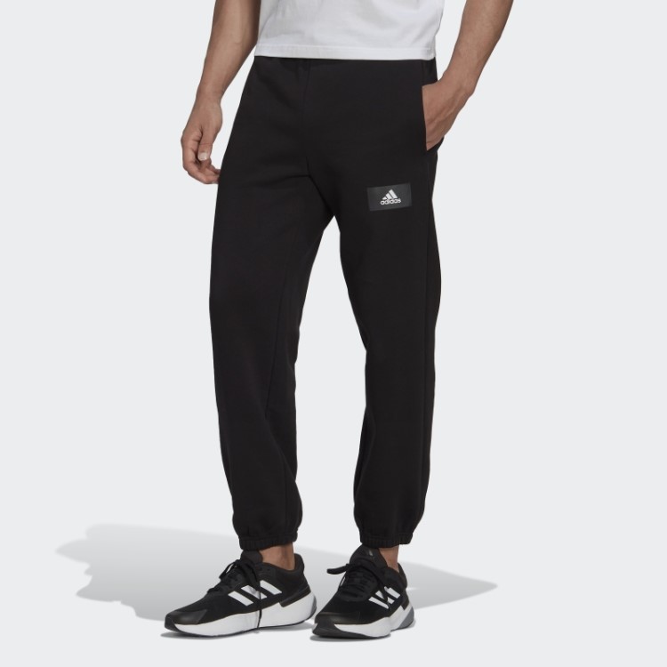 Calças De Moletom Pretas Essenciais De Lã De Algodão Feelvivid Perna Reta Adidas