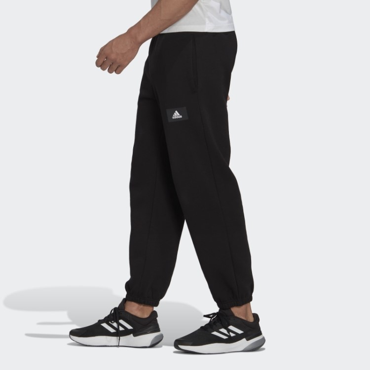 Calça De Moletom Preta Adidas Essentials Feelvivid De Lã De Algodão Com Perna Reta