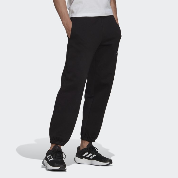 Calça De Moletom Preta Adidas Essentials Feelvivid De Lã De Algodão Com Perna Reta