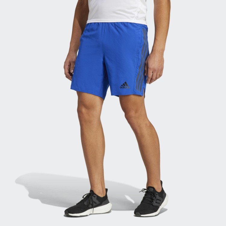 Bermuda Azul Royal Run Icon Com As Três Listras Refletivas Completas Adidas