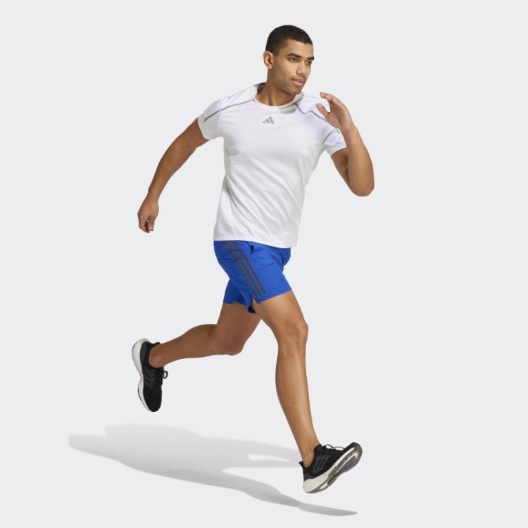Bermuda Azul Royal Run Icon Com As Três Listras Refletivas Completas Adidas