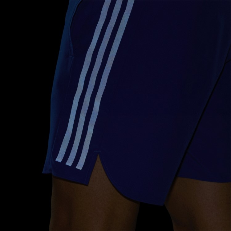 Bermuda Azul Royal Run Icon Com As Três Listras Refletivas Completas Adidas