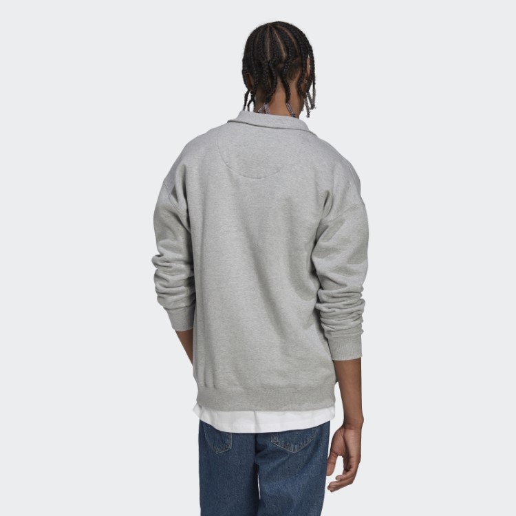Moletom Com Zíper 1/4 Cinza Médio Adidas
