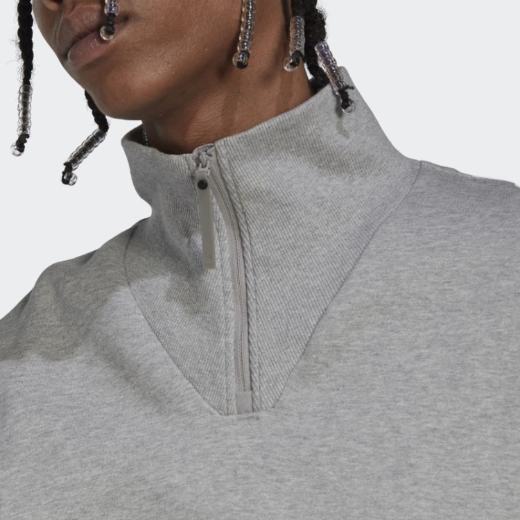 Moletom Com Zíper 1/4 Cinza Médio Adidas