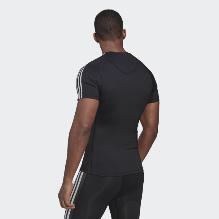 Camiseta De Treino Com As Três Listras Techfit Preta Adidas