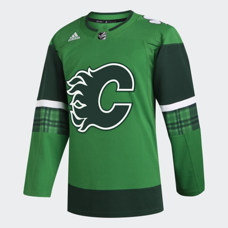 Camisa Calgary Flames St Pats Adidas Kelly Green11ccm