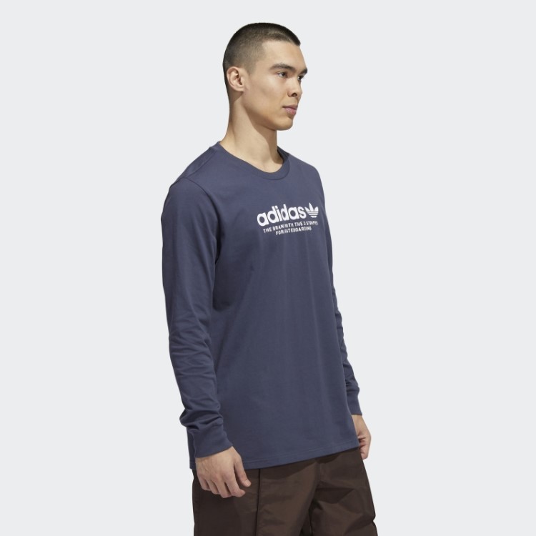 Camiseta Adidas Skateboarding 4.0 Manga Longa Com Logo (gênero Neutro) Marinho