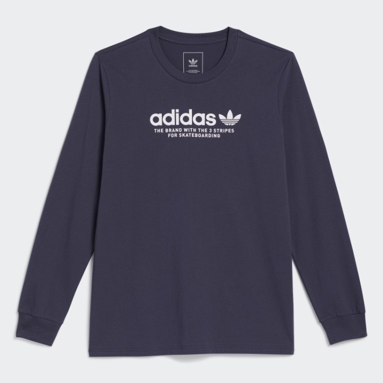 Camiseta Adidas Skateboarding 4.0 Manga Longa Com Logo (gênero Neutro) Marinho