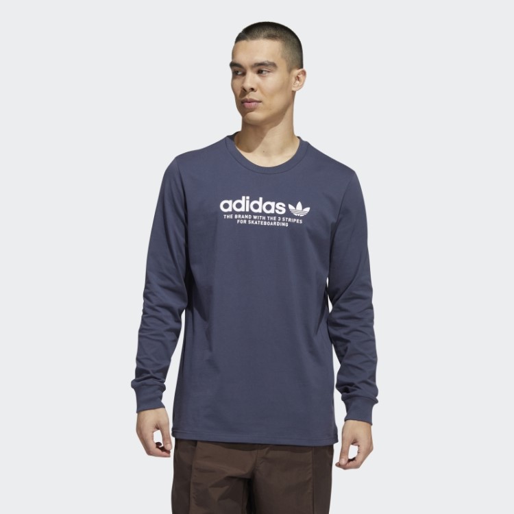 Camiseta Adidas Navy Skateboarding 4.0 Manga Longa Com Logo (gênero Neutro)