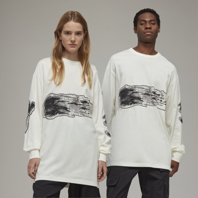 Camiseta De Manga Longa Com Logo Gráfico Adidas Y-3