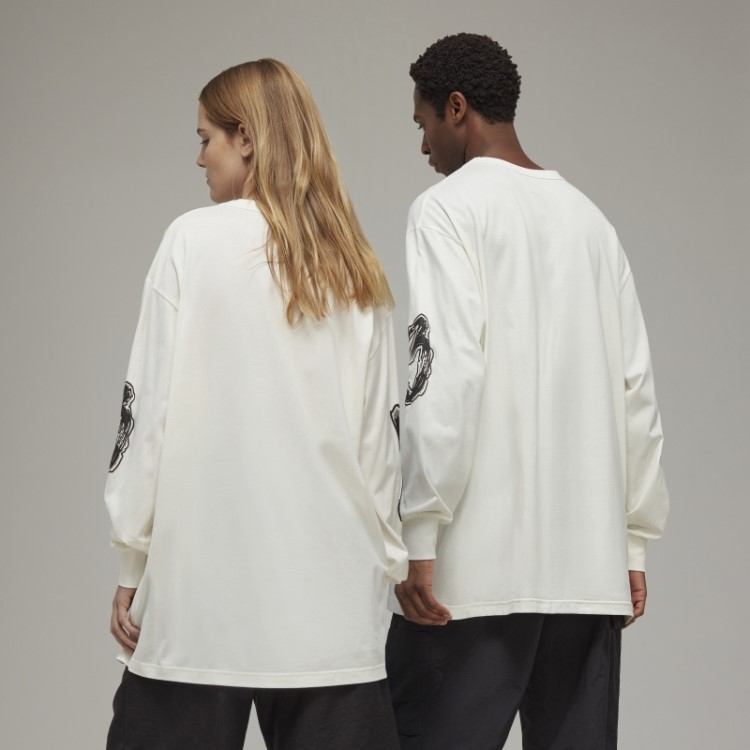 Camiseta De Manga Longa Com Logo Gráfico Adidas Y-3