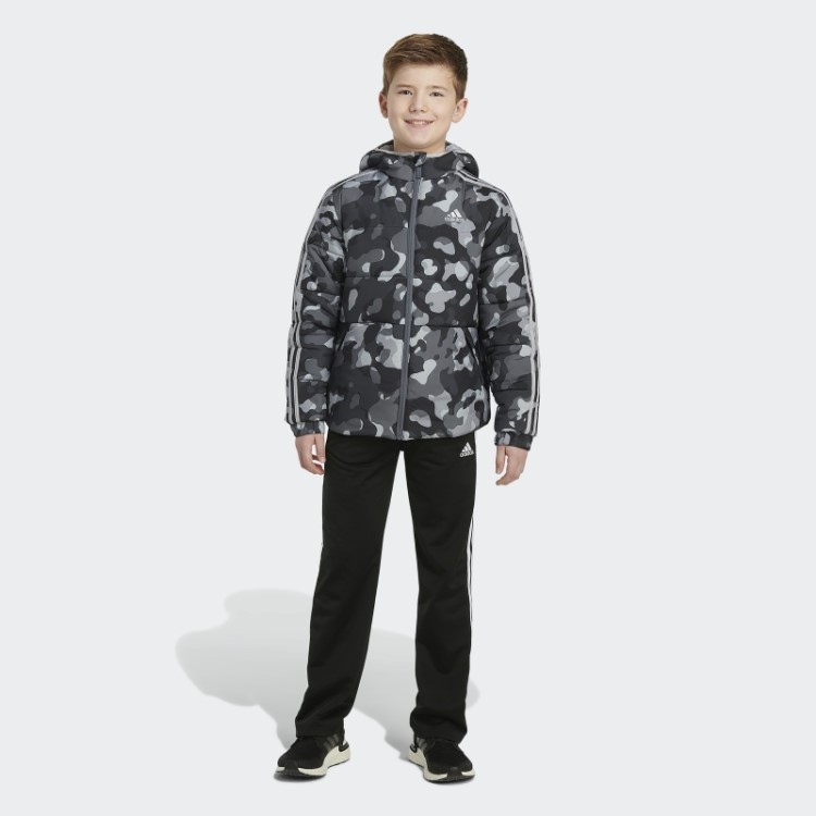 Jaqueta Puffer Com Estampa Camuflada Preta Adidas