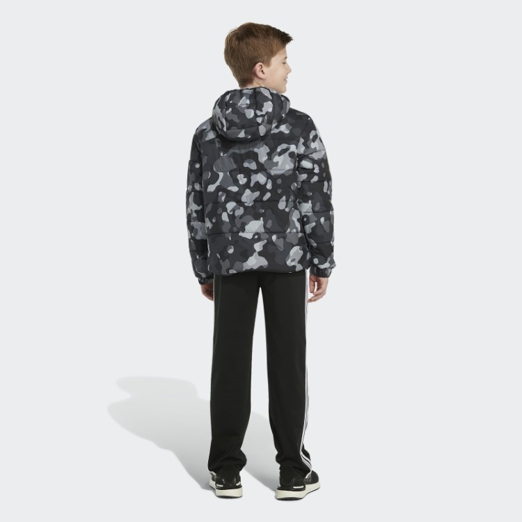 Jaqueta Puffer Com Estampa Camuflada Preta Adidas