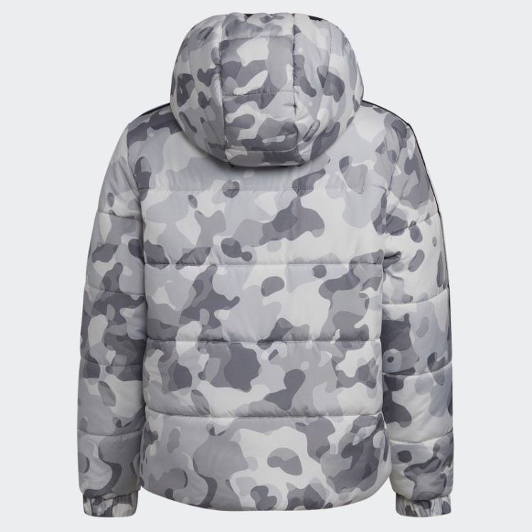 Jaqueta Puffer Com Estampa Camuflada Preta Adidas