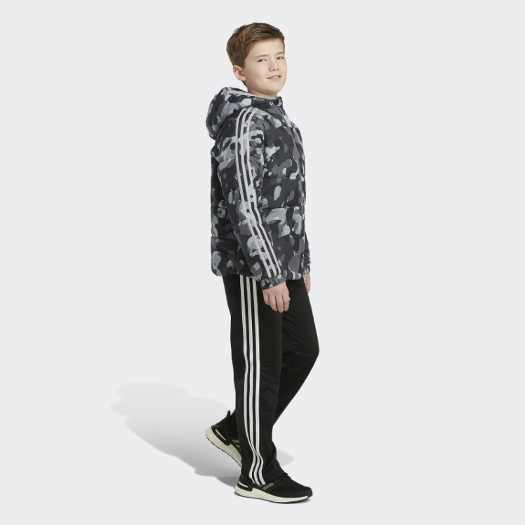 Jaqueta Puffer Com Estampa Camuflada Preta Adidas