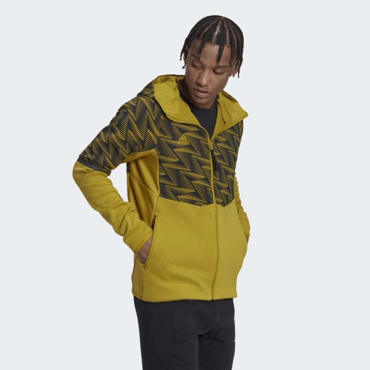 Moletom Com Capuz E Zíper Completo Adidas Olive Projetado Para Gameday