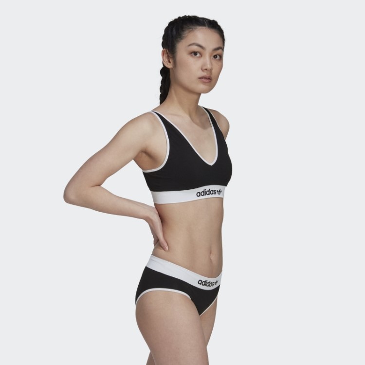 Sutiã Preto Moderno Flexível De Algodão Cano Baixo Nas Costas Adidas