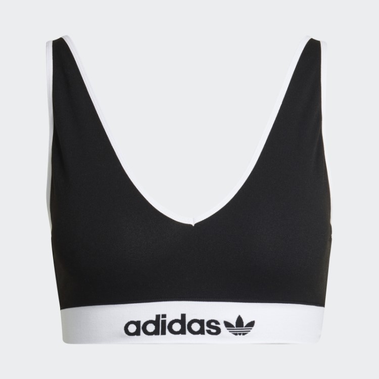 Sutiã Preto Moderno Flexível De Algodão Cano Baixo Nas Costas Adidas