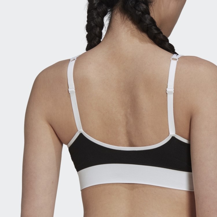 Sutiã Preto Moderno Flexível De Algodão Cano Baixo Nas Costas Adidas
