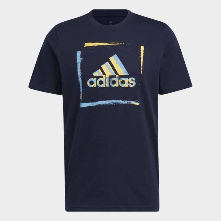 Camiseta Estampada De Manga Curta Com Estêncil Bicolor Adidas