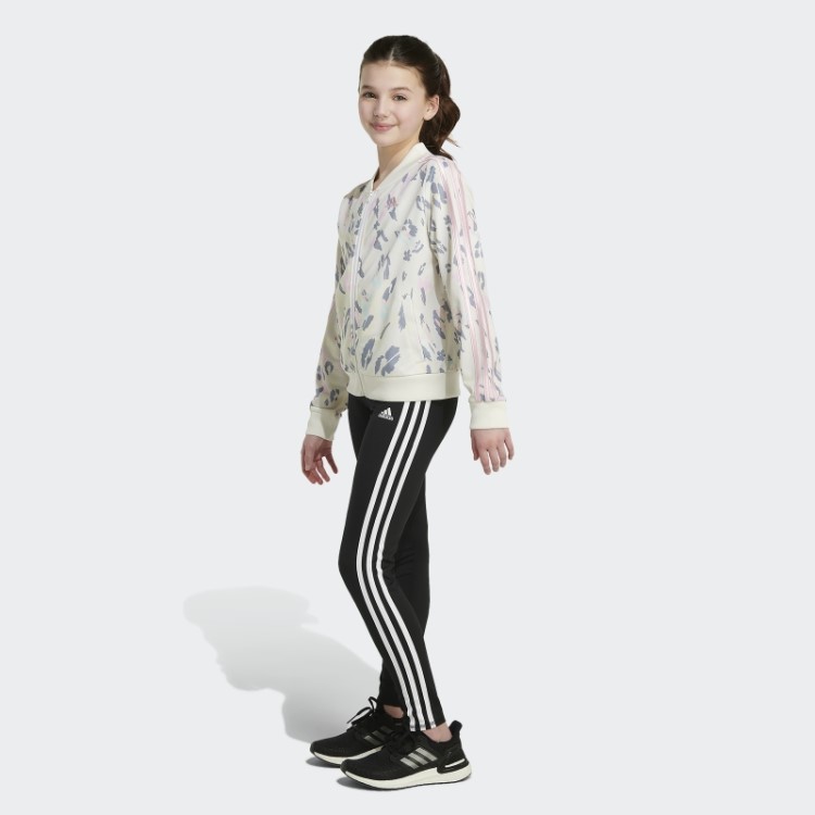 Adidas Jaqueta Branca Com Estampa Allover Das Três Listras