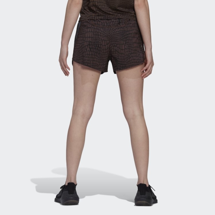 Adidas Run Icons Short De Corrida Preto Com As Três Listras E Estampa De Crocodilo