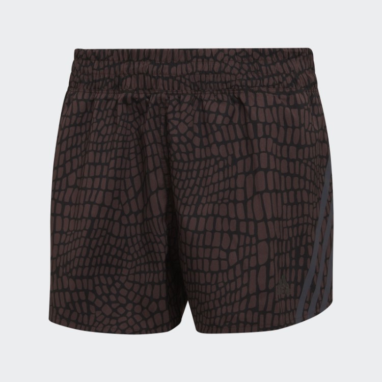 Adidas Run Icons Short De Corrida Preto Com As Três Listras E Estampa De Crocodilo