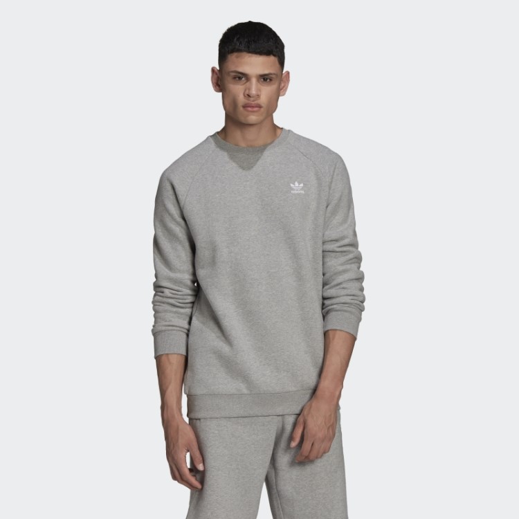 Moletom Cinza Médio Adicolor Essentials Trefoil Gola Redonda Adidas