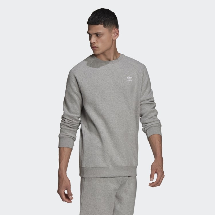 Moletom Cinza Médio Adicolor Essentials Trefoil Gola Redonda Adidas