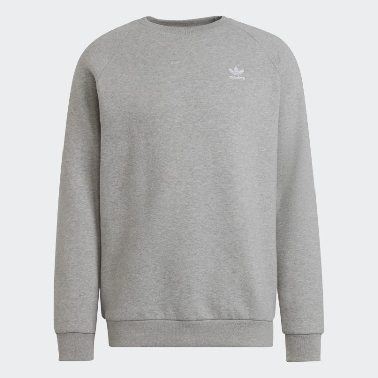 Moletom Cinza Médio Adicolor Essentials Trefoil Gola Redonda Adidas