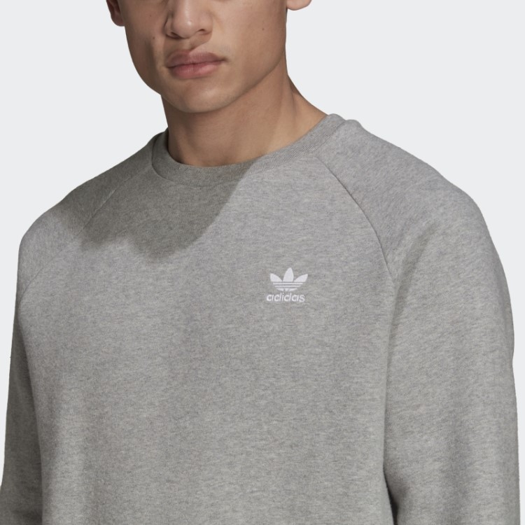 Moletom Cinza Médio Adicolor Essentials Trefoil Gola Redonda Adidas