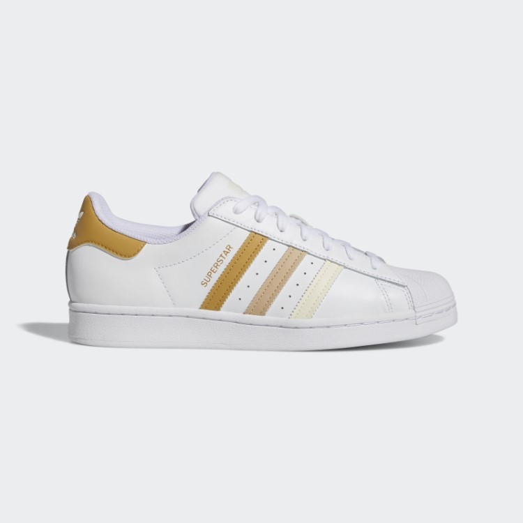 Tênis Adidas Superstar Bege Dourado