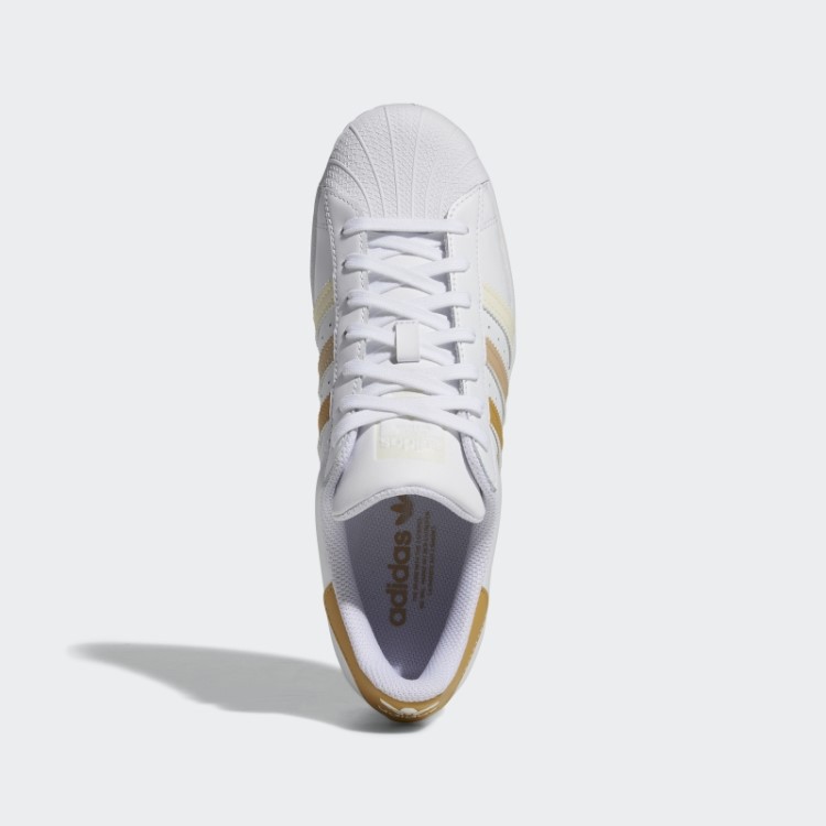 Tênis Adidas Superstar Bege Dourado