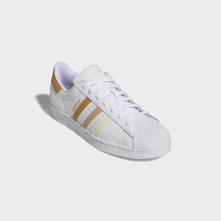 Tênis Adidas Superstar Bege Dourado
