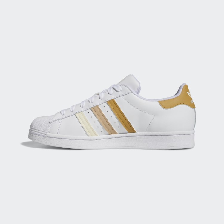 Tênis Adidas Superstar Bege Dourado